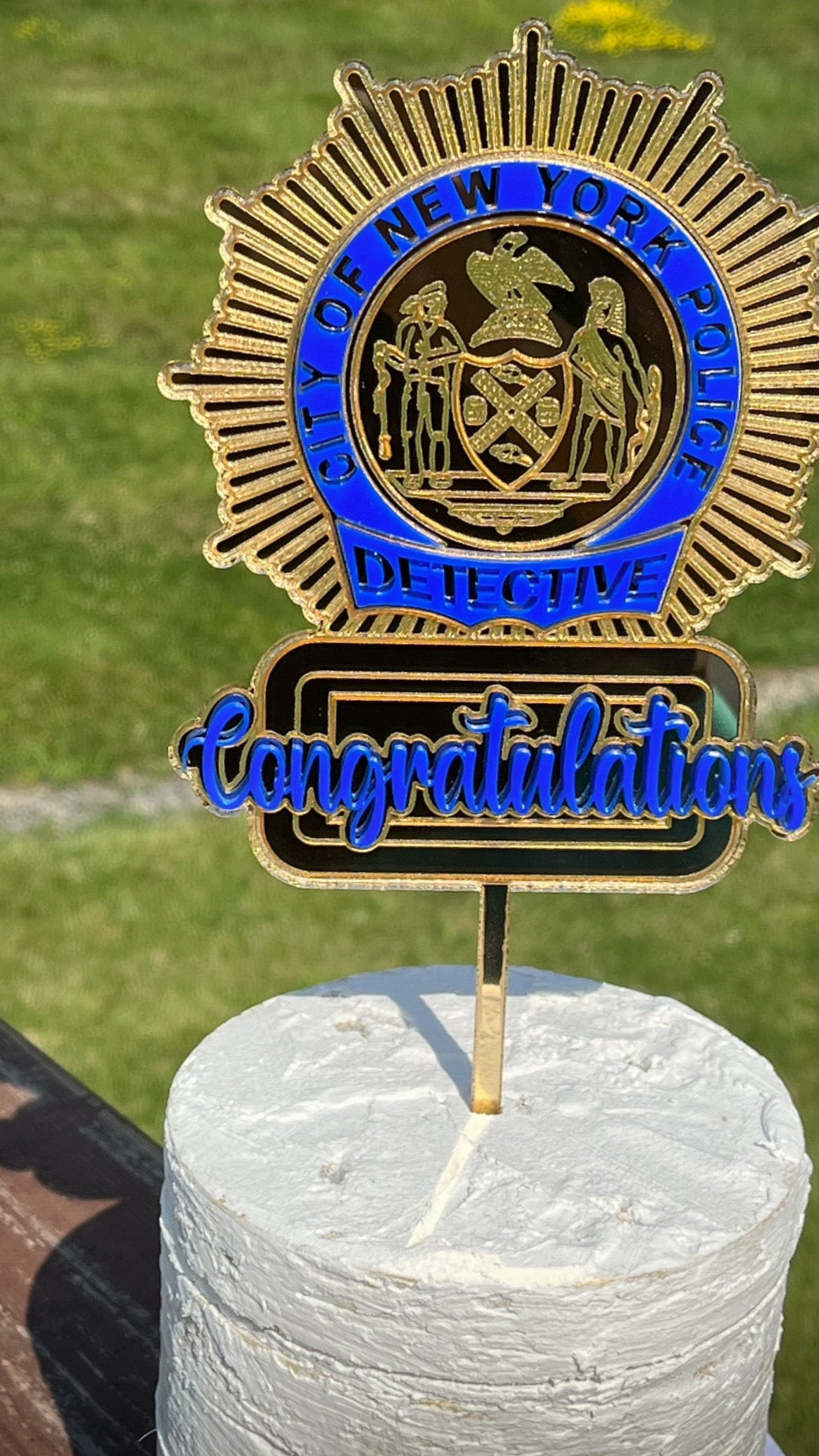 Police Shield Acrylic Cake Topper