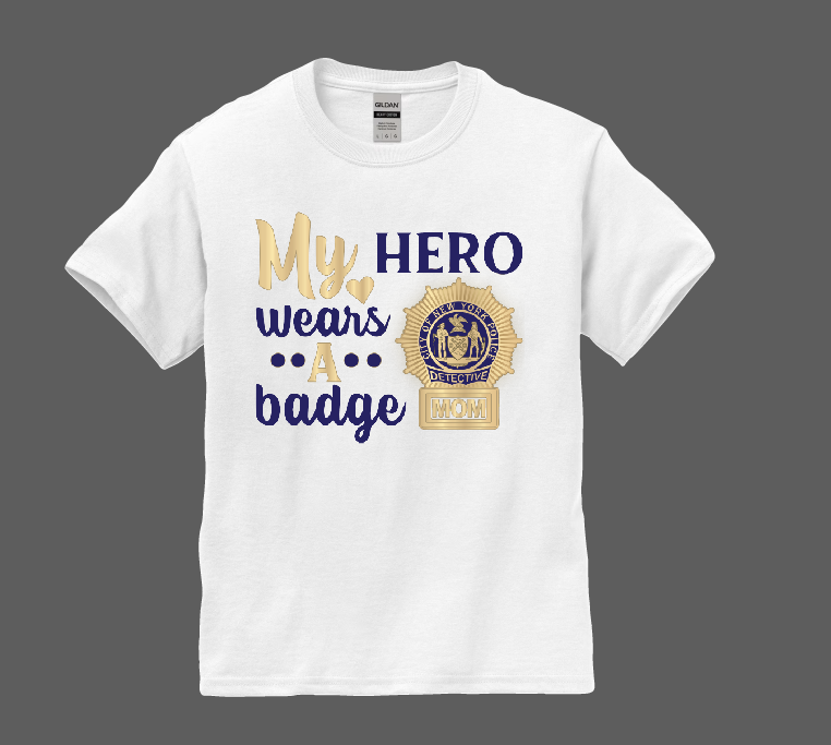 "My Hero Wears a Badge" Kids Detective T-shirt