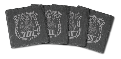Police Custom laser engraved slate coaster 4pc set