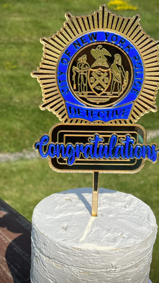 Police Shield Acrylic Cake Topper