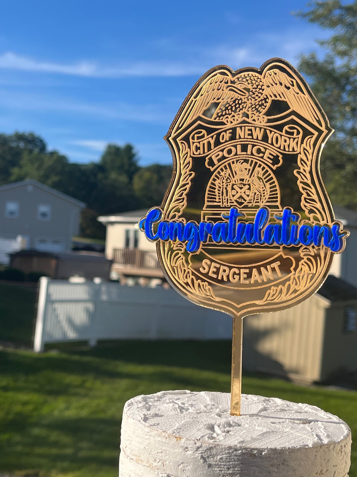 Police Shield Acrylic Cake Topper