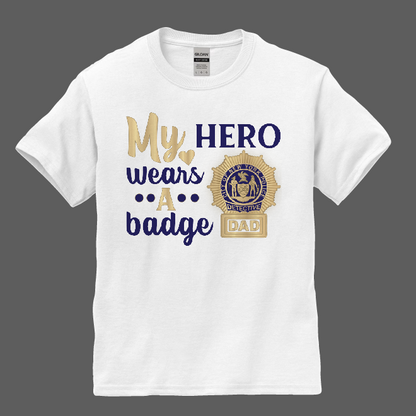 "My Hero Wears a Badge" Kids Detective T-shirt