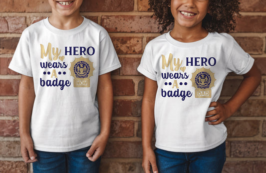 "My Hero Wears a Badge" Kids Detective T-shirt